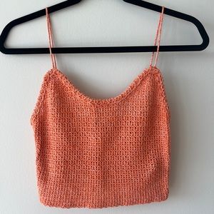 Zara Orange Knit Crop Top, Size M